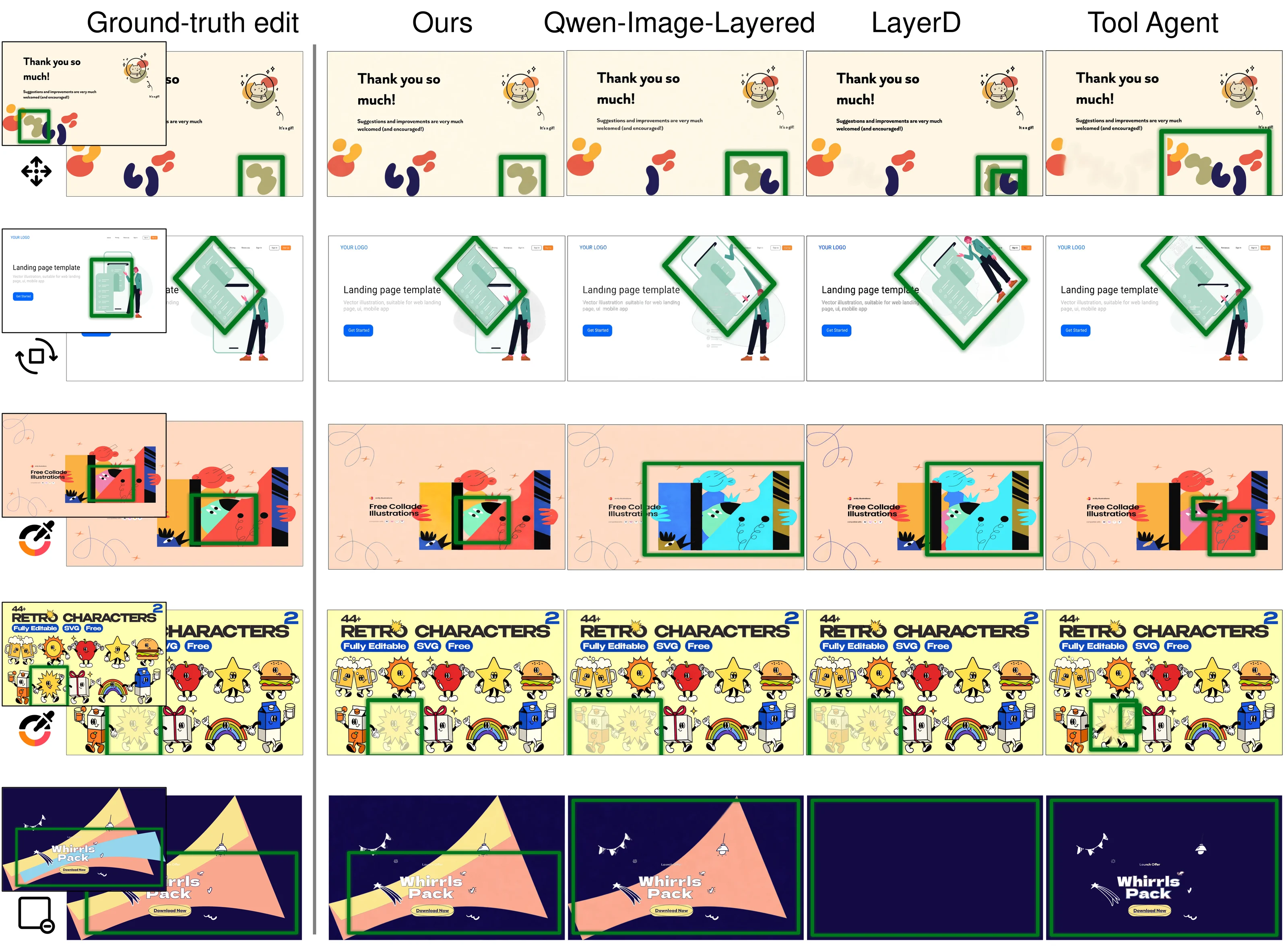 Qualitative edit examples
